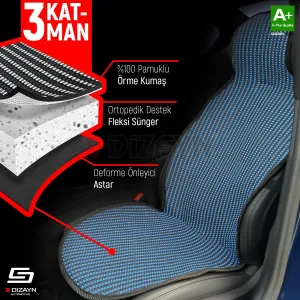 S-Dizayn Oto Koltuk Koruyucu Kılıf Çizgili Siyah Mavi Universal 2 Parça Ön A+ Kalite thumb 3