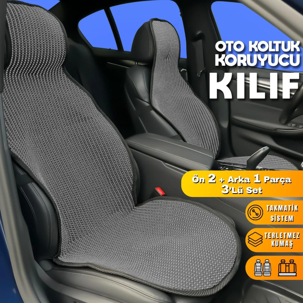 Skoda Rapid Uyumlu Koltuk Kılıfı Minder Füme 2+1 Ön Arka Set
