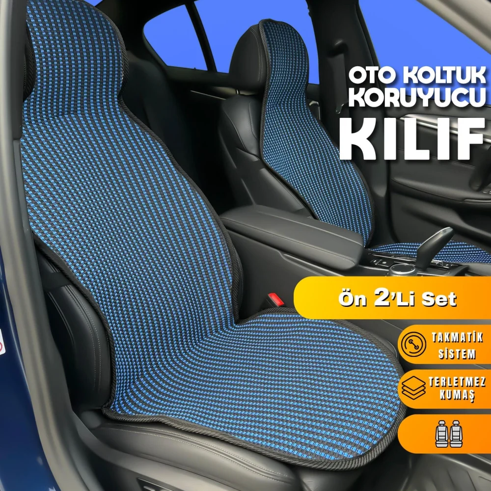 Nissan Almera Uyumlu Koltuk Kılıfı Minder Çizgili Siyah Mavi 2+1 Ön Arka Set