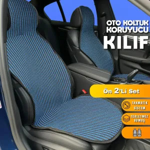 Kia Carens Uyumlu Koltuk Kılıfı Minder Çizgili Siyah Mavi 2+1 Ön Arka Set thumb 1