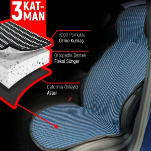 Fiat Idea Uyumlu Koltuk Kılıfı Minder Çizgili Siyah Mavi 2+1 Ön Arka Set thumb 3