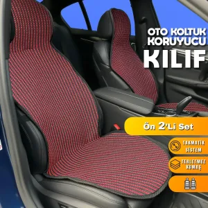Rover 218 Uyumlu Koltuk Kılıfı Minder Çizgili Siyah Kırmızı 2+1 Ön Arka Set thumb 1