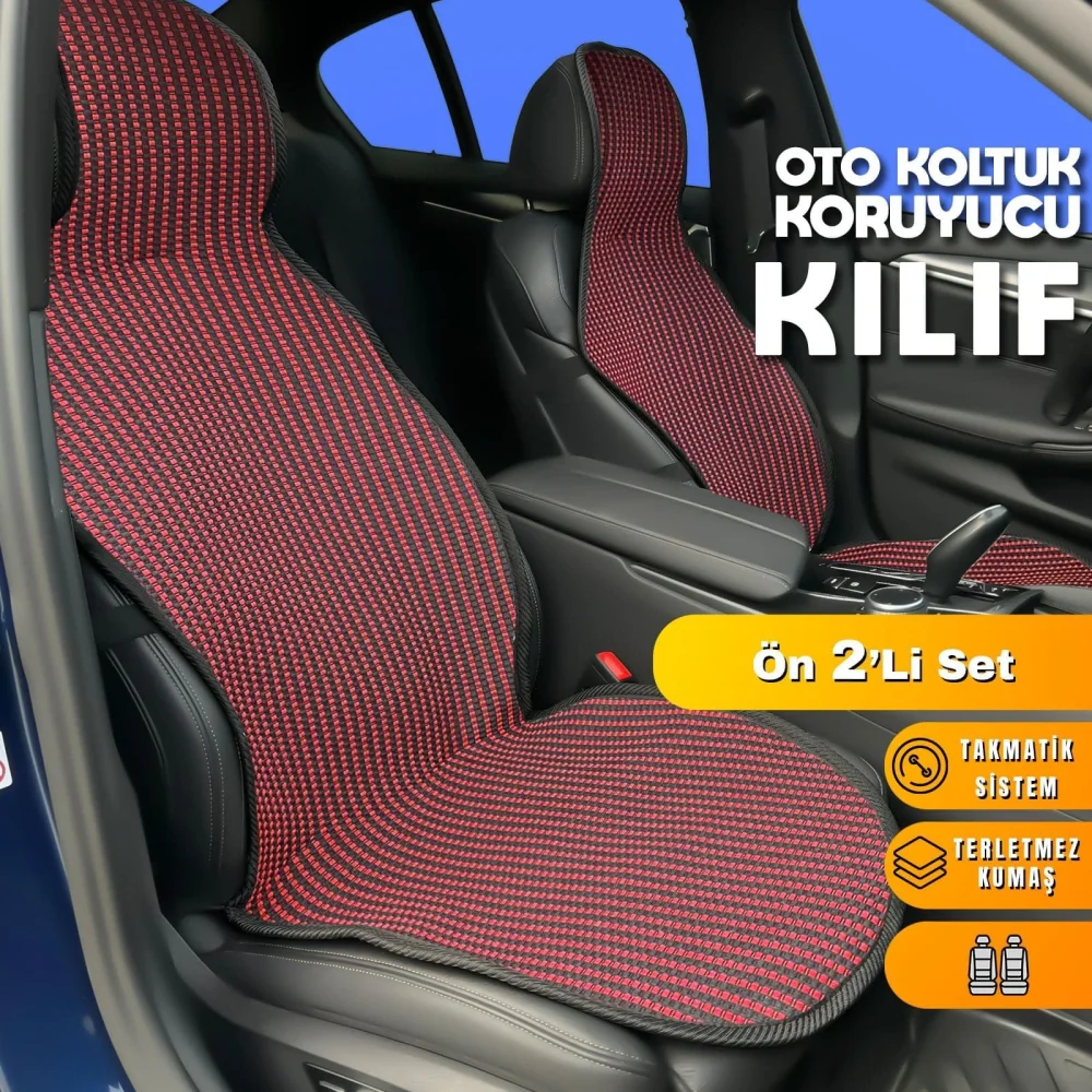 Hyundai Ix55 Uyumlu Koltuk Kılıfı Minder Çizgili Siyah Kırmızı 2+1 Ön Arka Set