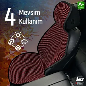 Audi A5 Uyumlu Koltuk Kılıfı Minder Çizgili Siyah Kırmızı 2+1 Ön Arka Set thumb 2