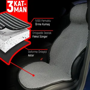 Saab 9.3 Uyumlu Koltuk Kılıfı Minder Çizgili Füme Beyaz 2+1 Ön Arka Set thumb 2