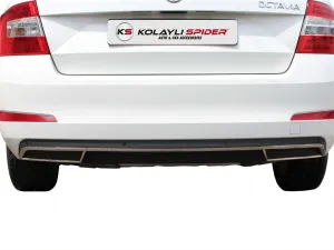 Skoda Octavia A7 Arka Difüzör Çıtası 3 Prç Krom 2013 ve Sonrası thumb 2