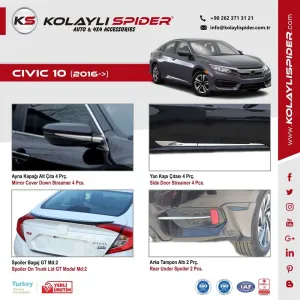 Honda Civic 10 Spoiler Bagaj Gt Md:1 Abs 2016 ve Sonrası thumb 3