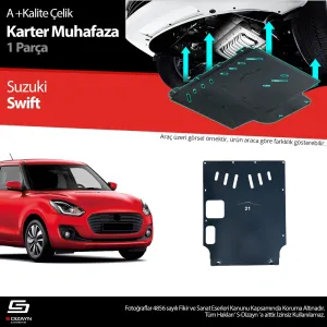 S-Dizayn Suzuki Swift Çelik Karter Muhafaza Koruma 2018 Üzeri A+ Kalite						                Araca &ouml;zel Karter Koruma 2mm HRP &Ccedil;elik den &uuml;retilm