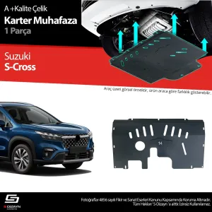 S-Dizayn Suzuki S-Cross Çelik Karter Muhafaza Koruma 2021 Üzeri A+ Kalite						                Araca &ouml;zel Karter Koruma 2mm HRP &Ccedil;elik den &uuml;reti