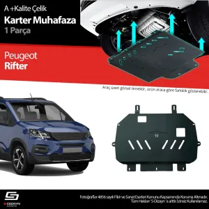 S-Dizayn Peugeot Rifter Çelik Karter Muhafaza Koruma 2019 Üzeri A+ Kalite						                Araca &ouml;zel Karter Koruma 2mm HRP &Ccedil;elik den &uuml;reti