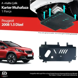 S-Dizayn Peugeot 2008 1.5 Dizel Çelik Karter Muhafaza Koruma 2015-2019 A+ Kalite						                Araca &ouml;zel Karter Koruma 2mm HRP &Ccedil;elik den &uu