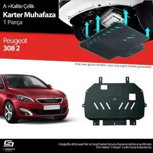 S-Dizayn Peugeot 308 Çelik Karter Muhafaza Koruma 2013-2019 A+ Kalite						                Araca &ouml;zel Karter Koruma 2mm HRP &Ccedil;elik den &uuml;retilmek