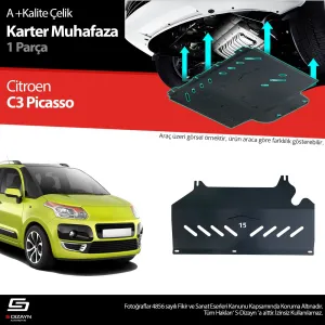 S-Dizayn Citroen C3 Picasso Çelik Karter Muhafaza Koruma 2009-2012 A+ Kalite						                Araca &ouml;zel Karter Koruma 2mm HRP &Ccedil;elik den &uuml;r