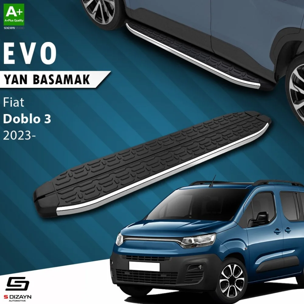 S-Dizayn Fiat Doblo 3 Uzun Şase Evo Krom Yan Basamak 213 Cm 2023 Üzeri