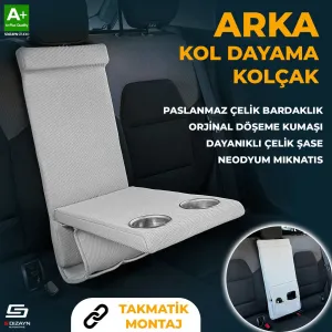 S-Dizayn Universal Arka Koltuk Kol Dayama Kolçak Gri A+ Kalite thumb 1
