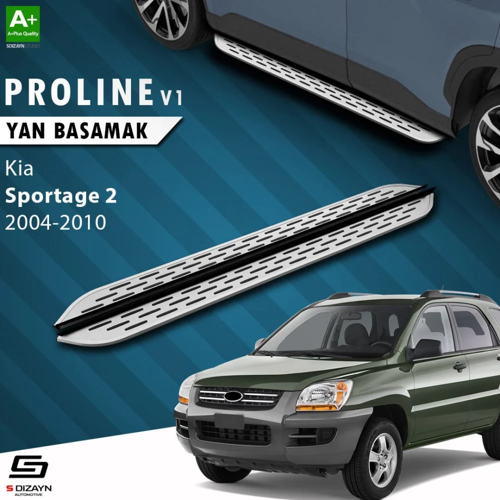 S-Dizayn Kia Sportage 2 OEM Still Pro V1 Aluminyum Yan Basamak 173 Cm 2004-2010