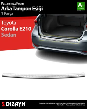 S-Dizayn Toyota Corolla Krom Arka Tampon Eşiği 2019 Üzeri						                Araca &Ouml;zel Krom Aksesuar
&Uuml;r&uuml;n &Ouml;zellikleri:Krom &uuml;r&uuml;n