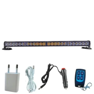 4'lü tepe çakar lamba mıknatıslı vantuzlu 21 fonksiyonlu 24 ledli kırmızı mavi-beyaz beyaz 60cm usb-fiş şarjlı kumandalı adet / LAPA118-1 thumb 3