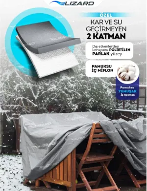 Mobilya Masa Sandalye Bahçe Koruma Kılıf Örtüsü Gri 320x200x75cm Su Geçirmez thumb 3
