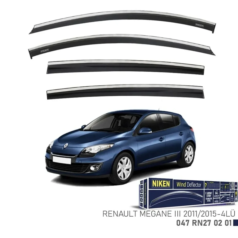 Niken Renault Megane 3 2011-2015 Kromlu Cam Rüzgarlığı 4 LÜ
