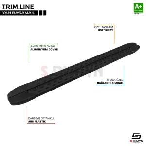 S-Dizayn Ford Courier 2 TrimLine Siyah Yan Basamak 188 Cm 2023 Üzeri thumb 1