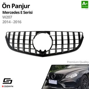 S-Dizayn Mercedes E-Class W207 Ön Panjur Parlak Siyah Piano Black GTR Model 2014-2016 thumb 2