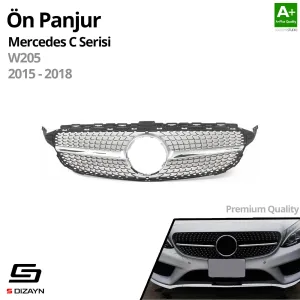 S-Dizayn Mercedes C-Class W205 Ön Panjur Krom Diamond Model 2015-2018 thumb 2