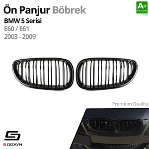 S-Dizayn Bmw 5 Serisi E60/E61 Ön Panjur Böbrek Parlak Siyah Piano Black M5 Model 2003-2009 thumb 2