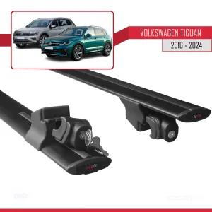 VW Tiguan 2016 ve Sonrası ile uyumlu HOOK Model Anahtar Kilitli Ara Atkı Tavan Barı SİYAH thumb 5