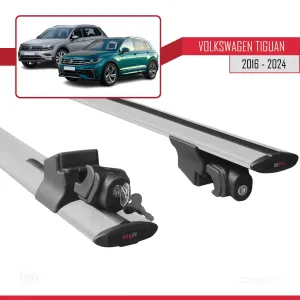 VW Tiguan 2016 ve Sonrası ile uyumlu HOOK Model Anahtar Kilitli Ara Atkı Tavan Barı GRİ thumb 5