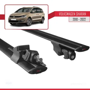 VW Sharan 2010-2022 Arası ile uyumlu HOOK Model Anahtar Kilitli Ara Atkı Tavan Barı SİYAH thumb 5