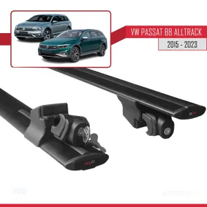 VW Passat B8 Alltrack 2015-2023 Arası ile uyumlu HOOK Model Anahtar Kilitli Ara Atkı Tavan Barı SİYAH thumb 5