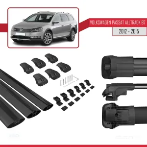 VW Passat Alltrack B7 2012-2015 Arası ile uyumlu ACE-1 Ara Atkı Tavan Barı SİYAH 3 ADET BAR thumb 5
