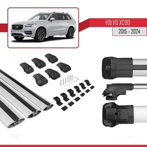 Volvo XC90 2015 ve Sonrası ile uyumlu ACE-1 Ara Atkı Tavan Barı GRİ 3 ADET BAR thumb 5