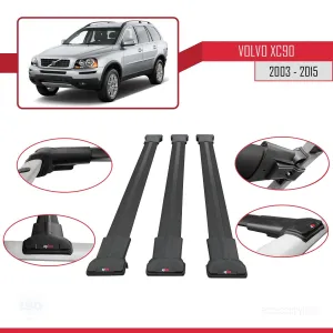 Volvo XC90 2003-2015 Arası ile Uyumlu FLY Model Ara Atkı Tavan Barı SİYAH 3 ADET BAR thumb 5