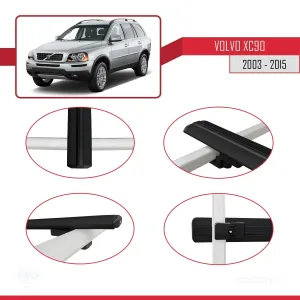 Volvo XC90 2003-2015 Arası ile uyumlu Basic Model Ara Atkı Tavan Barı SİYAH 3 ADET thumb 4