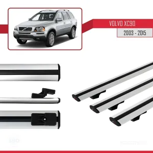 Volvo XC90 2003-2015 Arası ile uyumlu Basic Model Ara Atkı Tavan Barı GRİ 3 ADET thumb 3