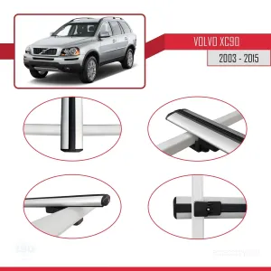 Volvo XC90 2003-2015 Arası ile uyumlu Basic Model Ara Atkı Tavan Barı GRİ 3 ADET thumb 4