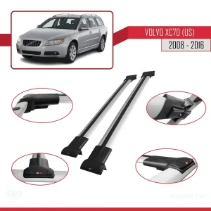 Volvo XC70 (US) 2008-2016 Arası ile Uyumlu FLY Model Ara Atkı Tavan Barı GRİ thumb 5