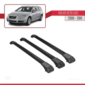 Volvo XC70 (US) 2008-2016 Arası ile uyumlu ACE-1 Ara Atkı Tavan Barı SİYAH 3 ADET BAR thumb 3