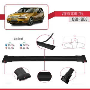 Volvo XC70 (DE) 1998-2000 Arası ile Uyumlu FLY Model Ara Atkı Tavan Barı SİYAH 3 ADET BAR thumb 4