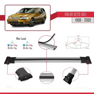 Volvo XC70 (DE) 1998-2000 Arası ile Uyumlu FLY Model Ara Atkı Tavan Barı GRİ 3 ADET BAR thumb 4