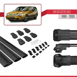 Volvo XC70 (DE) 1998-2000 Arası ile uyumlu ACE-1 Ara Atkı Tavan Barı SİYAH 3 ADET BAR thumb 5