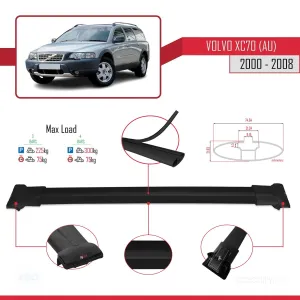 Volvo XC70 (AU) 2000-2008 Arası ile Uyumlu FLY Model Ara Atkı Tavan Barı SİYAH 3 ADET BAR thumb 4