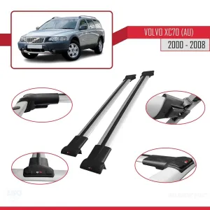 Volvo XC70 (AU) 2000-2008 Arası ile Uyumlu FLY Model Ara Atkı Tavan Barı GRİ thumb 5
