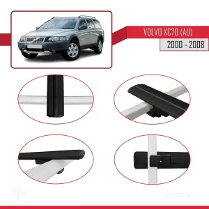 Volvo XC70 (AU) 2000-2008 Arası ile uyumlu Basic Model Ara Atkı Tavan Barı SİYAH 3 ADET thumb 4