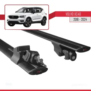 Volvo XC40 2018 ve Sonrası ile uyumlu HOOK Model Anahtar Kilitli Ara Atkı Tavan Barı SİYAH thumb 5