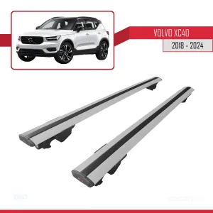 Volvo XC40 2018 ve Sonrası ile uyumlu HOOK Model Anahtar Kilitli Ara Atkı Tavan Barı GRİ thumb 4