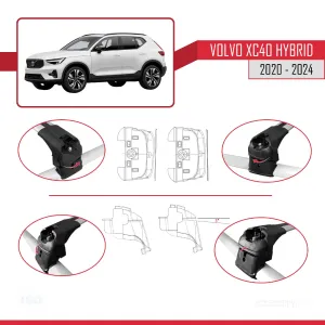 Volvo XC40 (Hybrid) 2020 ve Sonrası ile uyumlu ACE-2 Ara Atkı Tavan Barı GRİ thumb 4