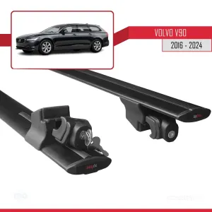 Volvo V90 2016 ve Sonrası ile uyumlu HOOK Model Anahtar Kilitli Ara Atkı Tavan Barı SİYAH thumb 5